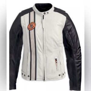 RARE Harley Davidson speedway spirit white leather jacket• Size Large